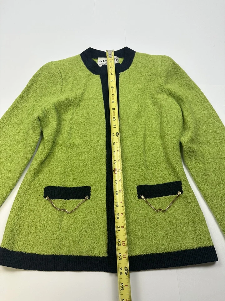 Cárdigan de lana tejido verde vintage Adolfo At Saks Fifth Ave Foto 3 de 4