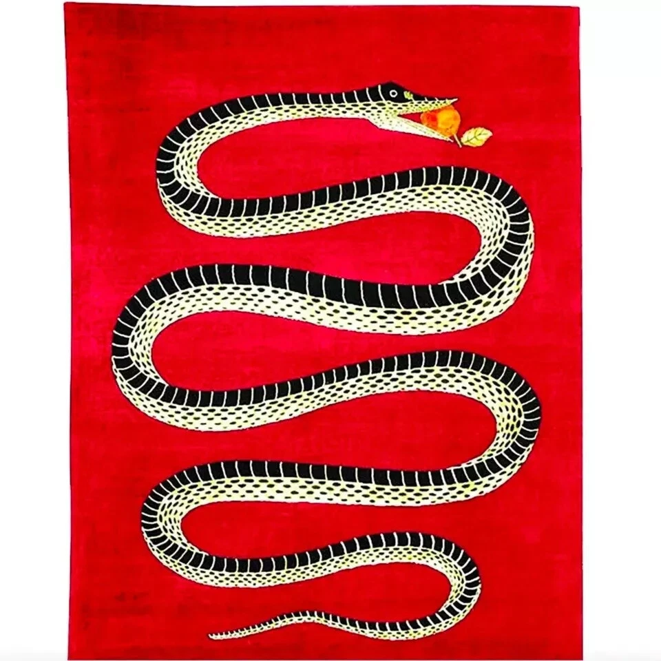 Rugs Designer Hand Tufted Wool Rug Area Rug Exotic Design Rug Snake Rug Red
Opens in a new window or