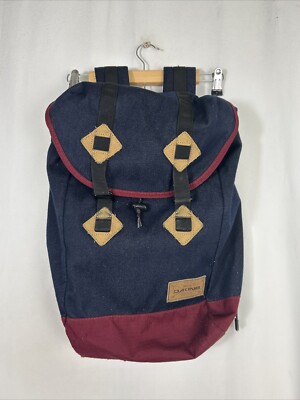 Dakine Trek Denim 26L Backpack Denim Blue Maroon Hook Latch 17x10
