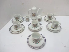 Vtg Childs Toy 23 Pc. Tea Coffee Dinner Set Circle Flower Abstract Design Japan