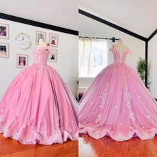 Pink Quinceanera Dresses Sweet 15 16 Party Prom Girls Ball Gowns Off Shoulder