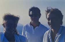 Vintage Photo Slide 1984 Friends Smiling Posed Overlooking Mountains