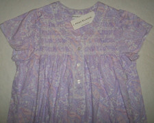 NWT Miss Elaine PURPLE/PINK/WHITE PAISLEY Silky Knit 38" SMOCKED Nightgown 1X