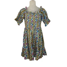 Mille Resort & Travel Dress KIKI  Short Smocked Bodice Puff Sleeves NEW Size M