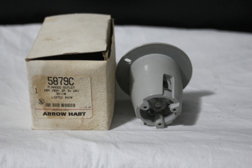 ARROW HART 5879-C-20A FLANGED OUTLET 250V 2P 3W GRO 947B UL GRAY NEW IN BOX - Picture 2 of 2