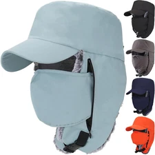 Winter Windproof Waterproof Warm Hat Faux Fur with Ear Flap & Mask for Men Women