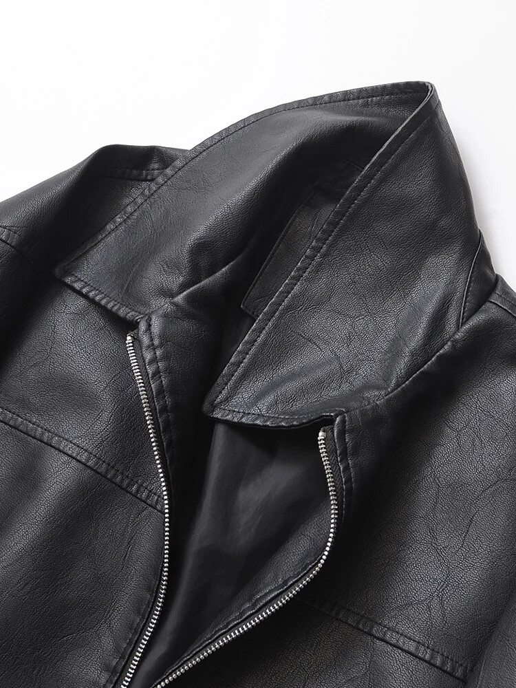 Streetwear Women Retro Loose Short Pu Faux Leather Jacket Streetwear Women Retro Loose Short Pu Faux Leather Jacket