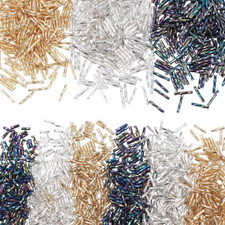 1998Pcs 9 Style Glass Bugle Beads, 6/9/12Mm Long Tube Seed Bead Loose Spacer Bea