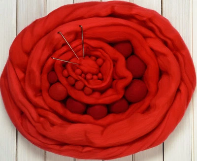 SHEP'S WOOL Red Merino Wool Top Roving - Spin into Yarn, Needle Felt wet felt Crafts