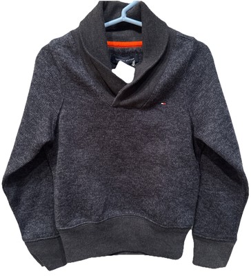 Nwt TOMMY HILFIGER Boys Shawl Neck Jumper Sweater 4-5 Years Xtra Small dkr gray