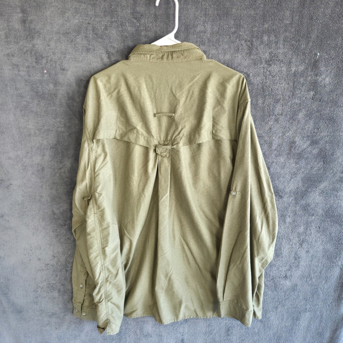 ExOfficio Button Up Shirt Men XL Green Long Sleeve Outdoor Fishing