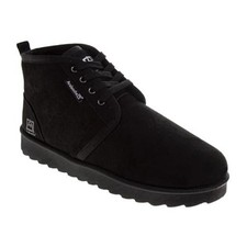 Mens Cozy Suede Fleece Ankle Boots Warm Indoor And Outdoor Lace-Up 10 Black