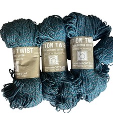 Tahki Cotton Twist Yarn 3 Skeins Cotton 180 Yds Teal Gray 794 Made In France