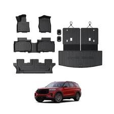Floor Mats for 2020-2024 2025 Ford Explorer (7-seat), All Weather TPE Floor M...