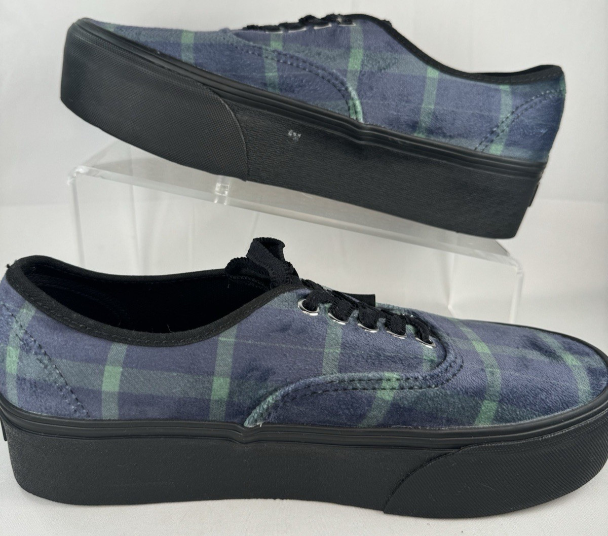 VANS Authentic Stackform Velvet Plaid Platform Lo… - image 2