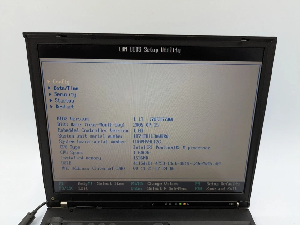 IBM ThinkPad T43 14" Display Screen Intel Pentium M 1.60GHz 1.5GB RAM Laptop - Bild 2 von 4