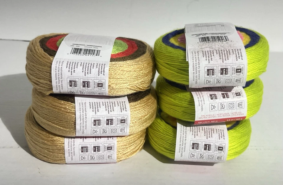 Red Heart Amigurumi  3 Hamburger & 3 Alien Super Fine 100% Acrylic Yarn-6 Total - Image 3 of 4