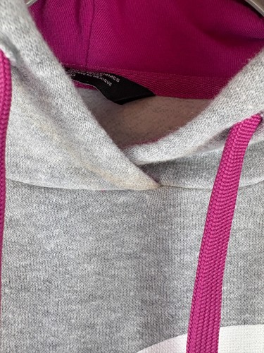 The North Face Hoodie Womens Large Gray Pink Pullover Sweatshirt Pockets Logo - Picture 8 of 8