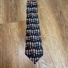 VTG UNICEF Mens 100% Silk Christmas Nutcrackers Tie Black Holiday USA made