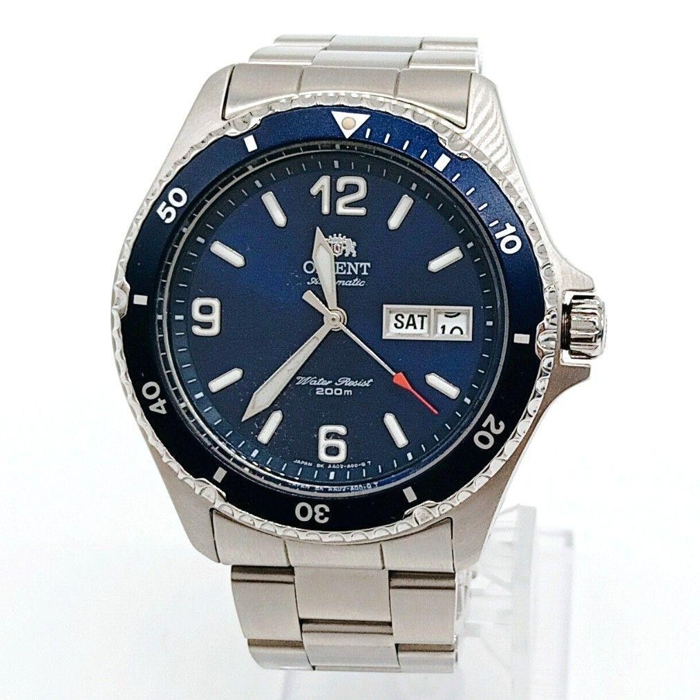 Orient MAKO Automatic Dive Watch 200m Stainless Steel Navy Dial Rare image 2