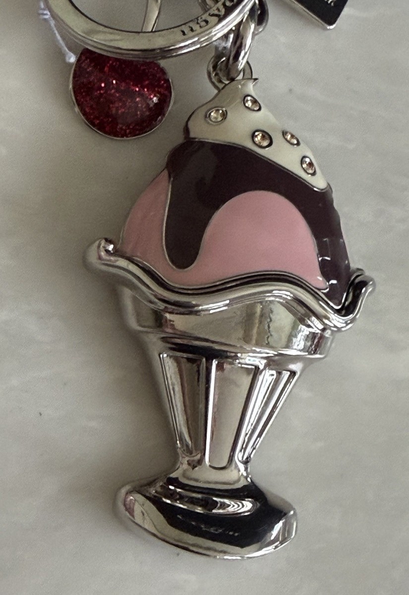 NWT COACH 1941 RETRO ICE CREAM SUNDAE BAG CHARM KEYRING FOB PINK