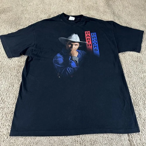 Garth Brooks Shirt Mens XL Black Hanes Single Stitch 1990s vintage concert t-shirt, vintage, size XL, single stitch, B+ condition