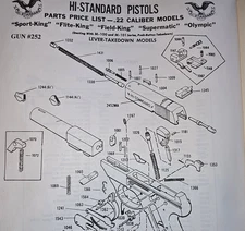High Standard .22LR FIELD KING, FLITE KING, OLYMPIC, M100 Parts