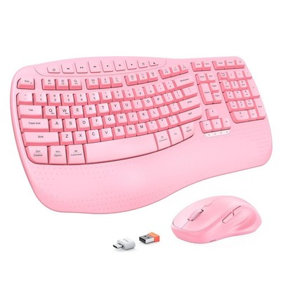 MEETION Ergonomic Keyboard and Mouse Wireless, Wave Keys Natural Typing, 2.4G...