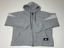 Adidas Full zip Hoodie Womens No Tag Gray 3-Stripes Logo Athletic Sweatshirt