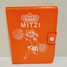 VTG RARE Showbiz Pizza Place Mitzi Neon Orange Memo Pad Paper Holder Mini Pencil