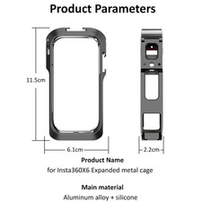 For Insta360 X6 Precision Molded Battery Access CNC Aluminum Protective Cage