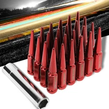 24PCs Red Closed End Lug Nuts For 03+ Ford F-250 F-350 F-450 F-550 Super Duty