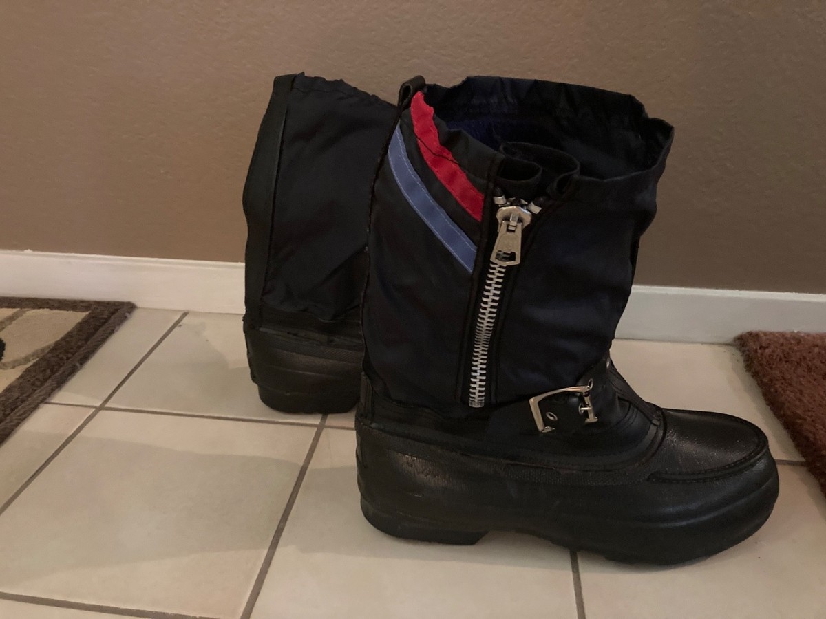 Mens Vtg Steel Shank Winter Snowmobile Snow Boots Navy Size 