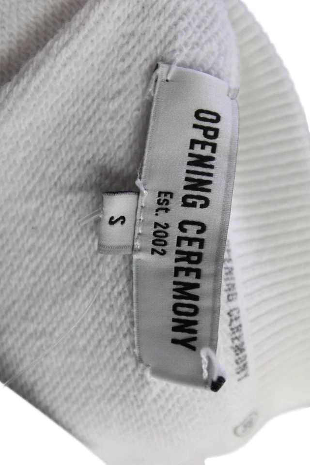 Ceremonia de apertura Mujer Algodón Cuello Redondo Sudadera Top Blanco Talla S Foto 4 de 4