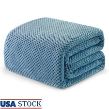 Soft Lightweight Waffle Jacquard Throw Blanket Cozy Plush Fabric Home Use