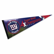 New York Giants 4 Time Bowl Champions Pennant Banner Flag