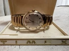Vintage Timex Waterproof Silver Dial Gold Tone Mens Watch w/ Stretch Bracelet