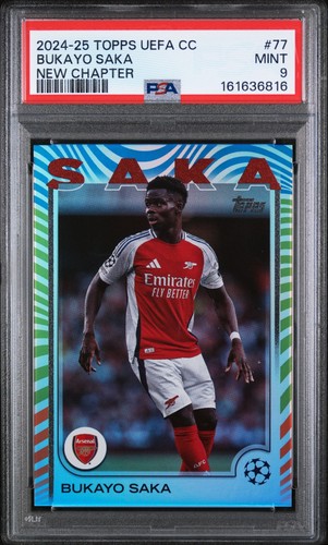 2024-25 Topps UEFA Club Competitions Bukayo Saka /36 New Chapter #77 SP PSA 9