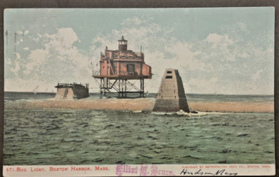 Boston MA View of Bug Light Boston Harbor  SHIPS FREE