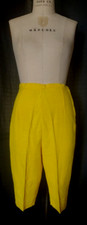 Vtg 1960's WOMEN's CLAM DIGGER Style SHORTS Punjab Cotton, BRIGHT YELLOW