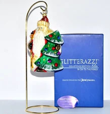 Joy To The World Glitterazzi RUSSIAN THEME SANTA 6.5", Christmas, Glass, Poland