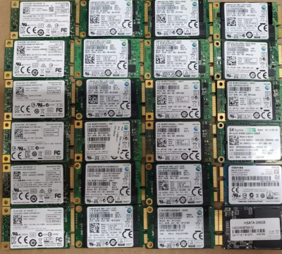 Lot of (10) 1.8 in 256GB SSD MSATA Solid State Drives Mixed Major Brand