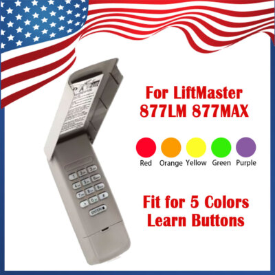 Replacement for LiftMaster 877LM Garage Door Keypad Remote 5 Color learn button