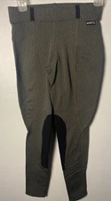 Kerrits Riding Pants Black Knee Patch Black Herringbone Equestrian Leggings Sz M