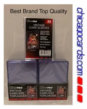 50 Ultra Pro Vintage Toploader & 50 Vintage Sleeves Crystal Clear Top Brand