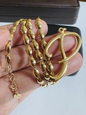 New 18K 750 Dubai Saudi Gold Oval Link P Necklace 17.5 -18 Inch 9.5g 4mm