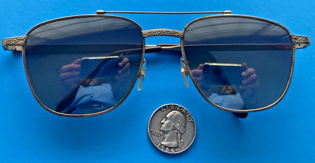 RARE VINTAGE MENS AVIATOR SUNGLASSES LEATHER UNBRANDED MIRROR