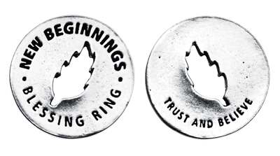 New Beginnings Blessing Ring, Pewter | Trust and Believe | Leaf
