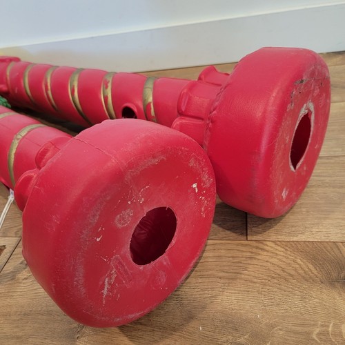 Vintage 1995 Grand Venture Set of 2 Christmas Blow Mold Red Candle w Holly 36”in - Picture 7 of 9