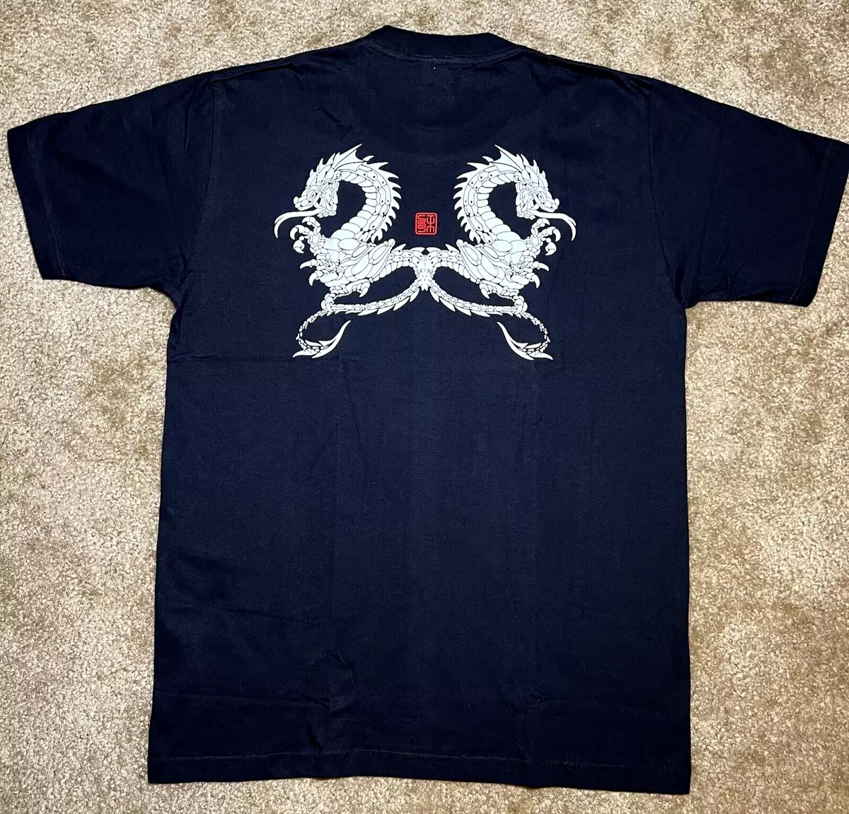 RARE DEADSTOCK OG Stussy Outdoor Double Dragon Vintage T Shirt Black LARGE